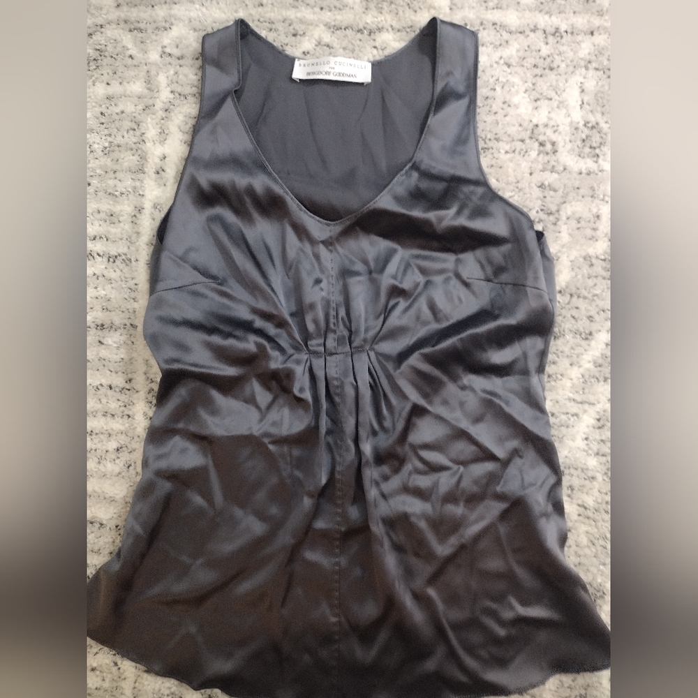 Brunello Cucinelli for Bergdorf Goodman Silk Tank Blouse